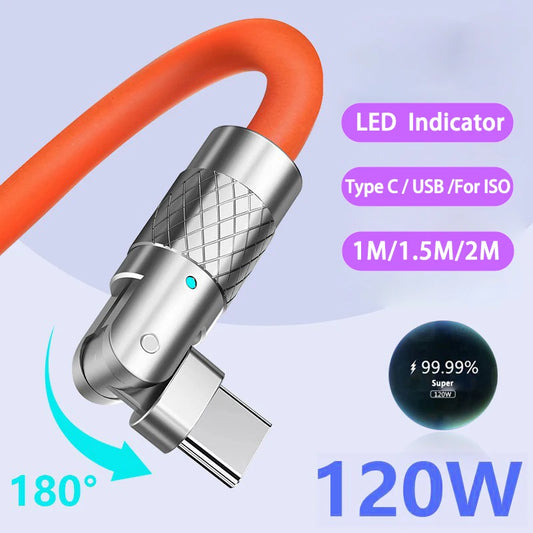 180 Degree Rotation USB Type C Cable