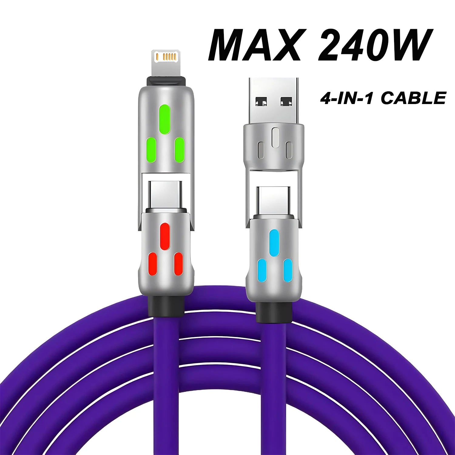4 in 1 Multi Connectors Charger Rotating USB to Type-C Cable