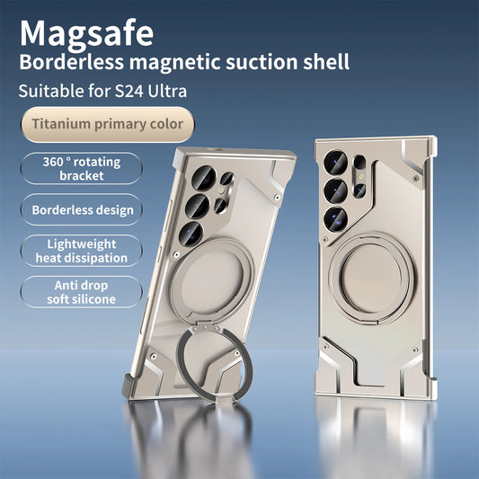 Magnetic Rotating Bracket Transparent Back Metal Phone Case For Samsung