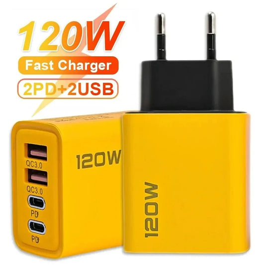 120W Fast Charger Type C and USB Charging 3.0 Adapter