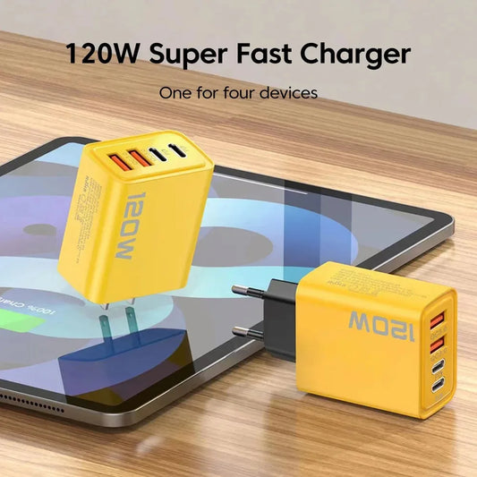 120W Fast Charger Type C and USB Charging 3.0 Adapter