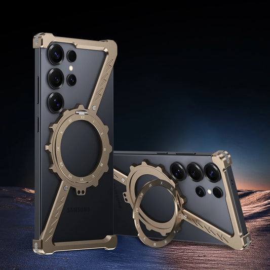 Z-Shaped Metal Magnetic Bracket Phone Case Designed For Samsung
