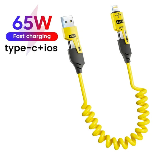 4 in 1 65W Spring USB Charging Cable