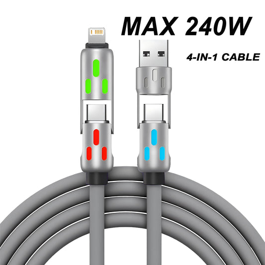 4 in 1 Multi Connectors Charger Rotating USB to Type-C Cable